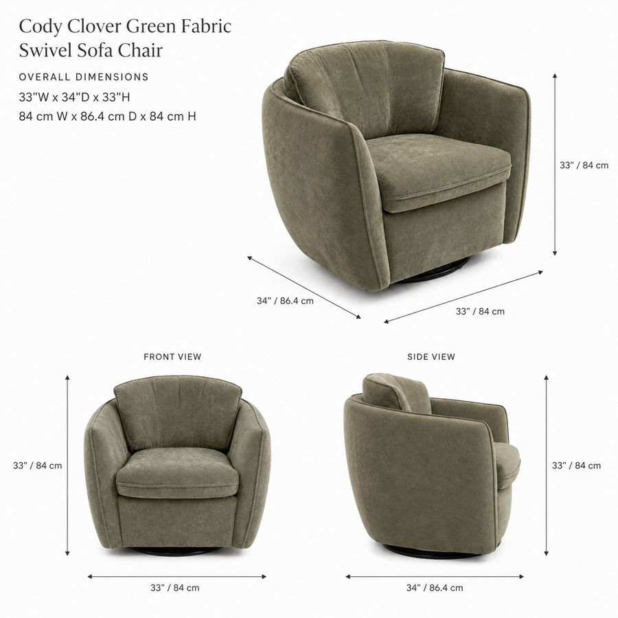 JANO Cody Clover Green Fabric Swivel Sofa Chair
