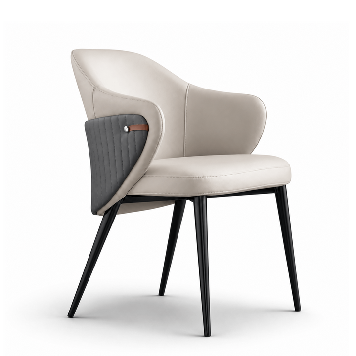 JAZLYN Leathaire Dining Chair with Grey Ribbed Back