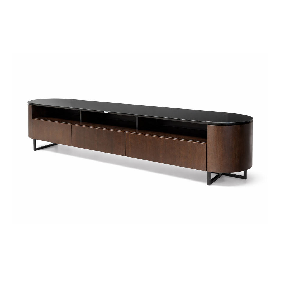 KHLOE Rounded Walnut TV Stand
