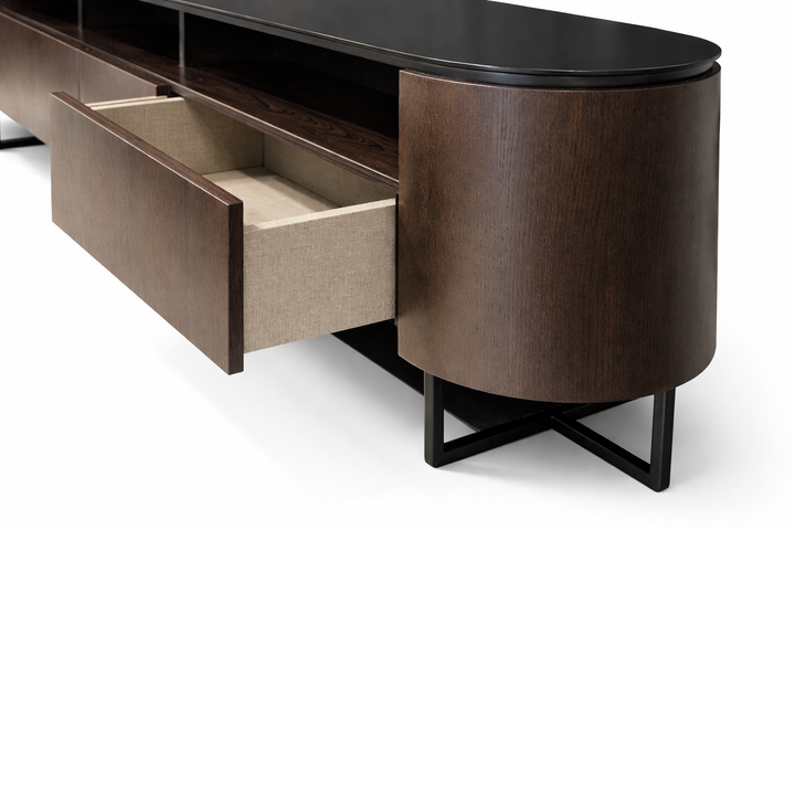 KHLOE Rounded Walnut TV Stand