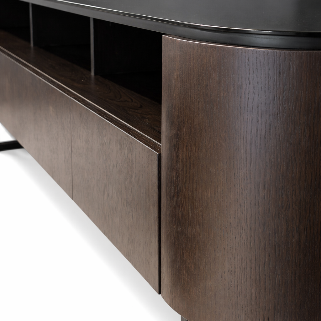 KHLOE Rounded Walnut TV Stand