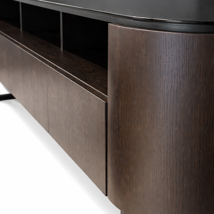 KHLOE Rounded Walnut TV Stand