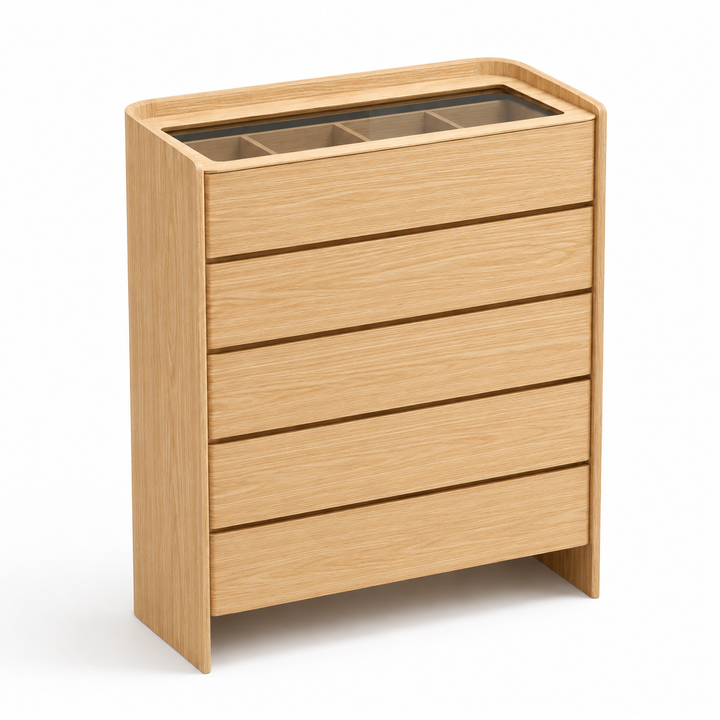 LEANNA 5 Drawers White Oak Veneer Chest