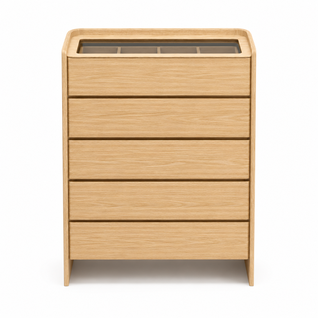 LEANNA 5 Drawers White Oak Veneer Chest