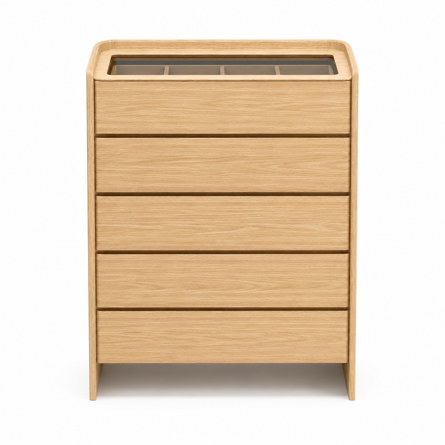 LEANNA 5 Drawers White Oak Veneer Chest