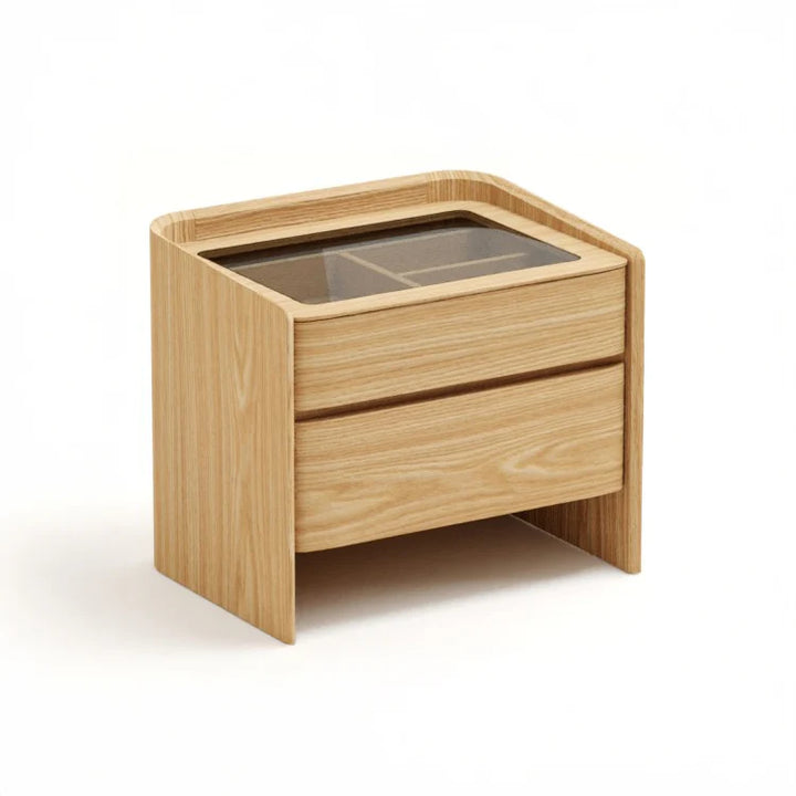 LEANNA 2 Drawers White Oak Veneer Nightstand