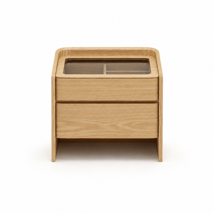 LEANNA 2 Drawers White Oak Veneer Nightstand