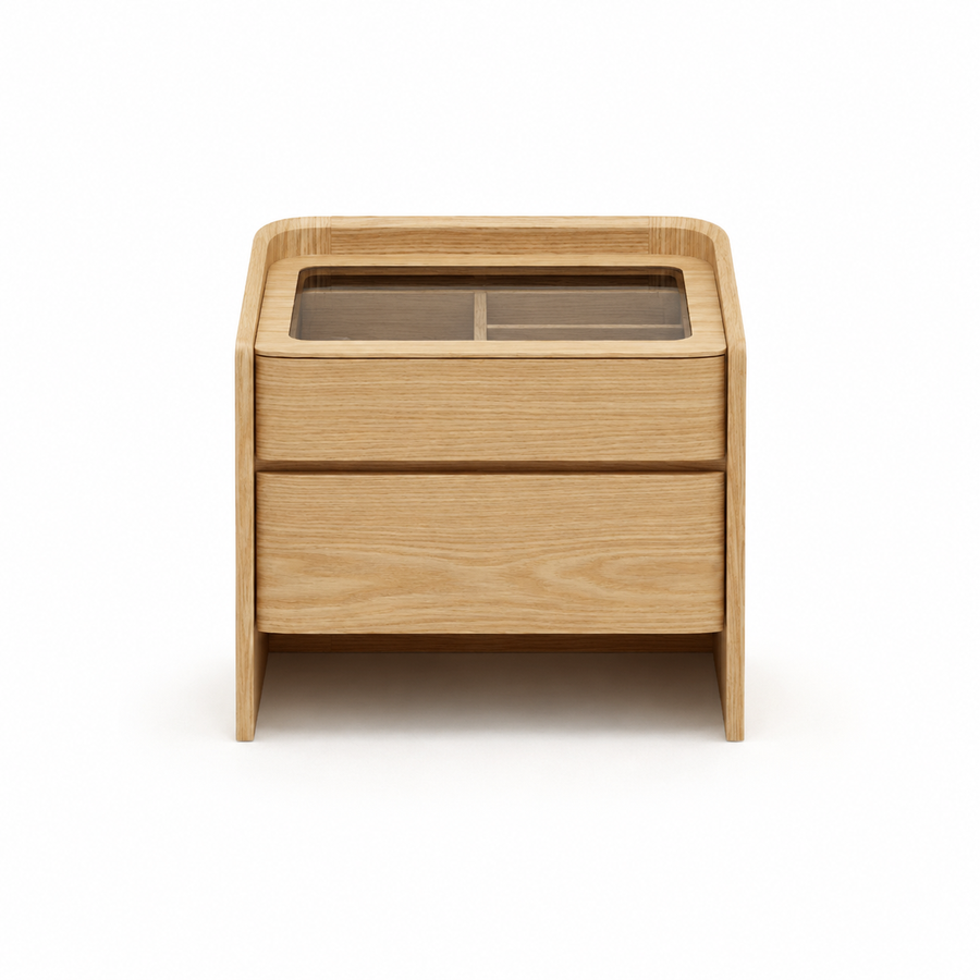 LEANNA 2 Drawers White Oak Veneer Nightstand