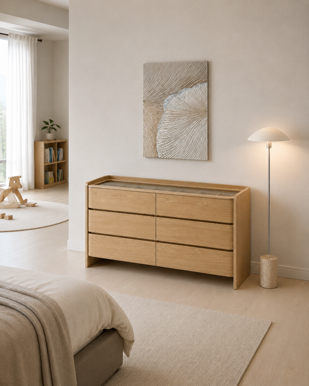 LEANNA 6 Drawers White Oak Veneer Dresser