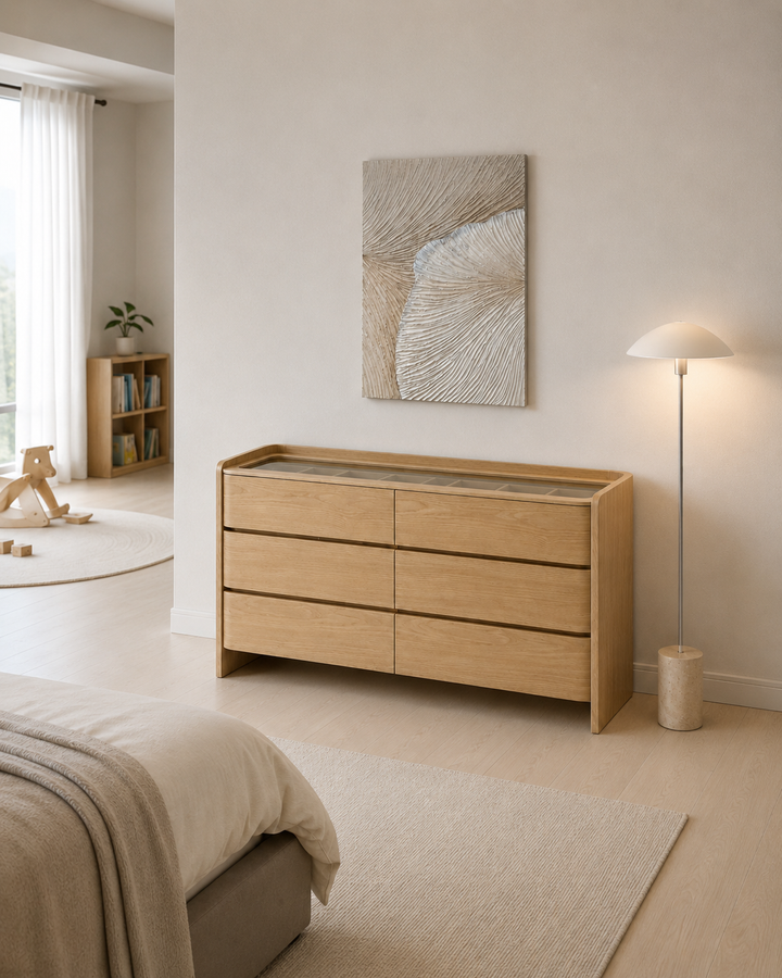 LEANNA 6 Drawers White Oak Veneer Dresser