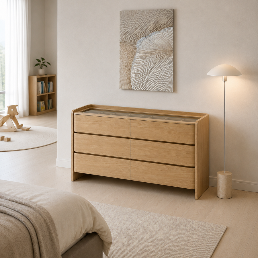 LEANNA 6 Drawers White Oak Veneer Dresser