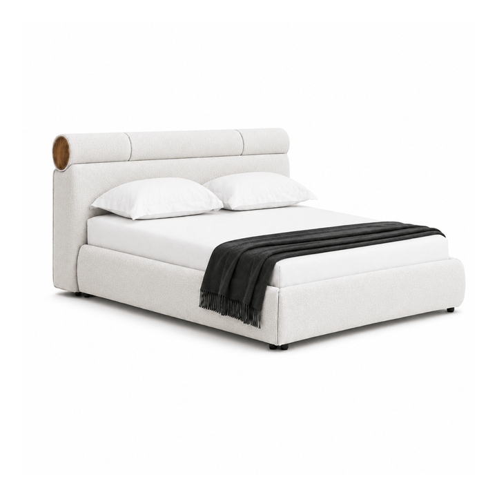SIGRID Queen Beige Fabric Bed