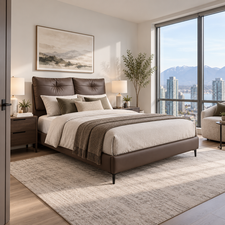 LOUIS Padded Leather Headboard Bed