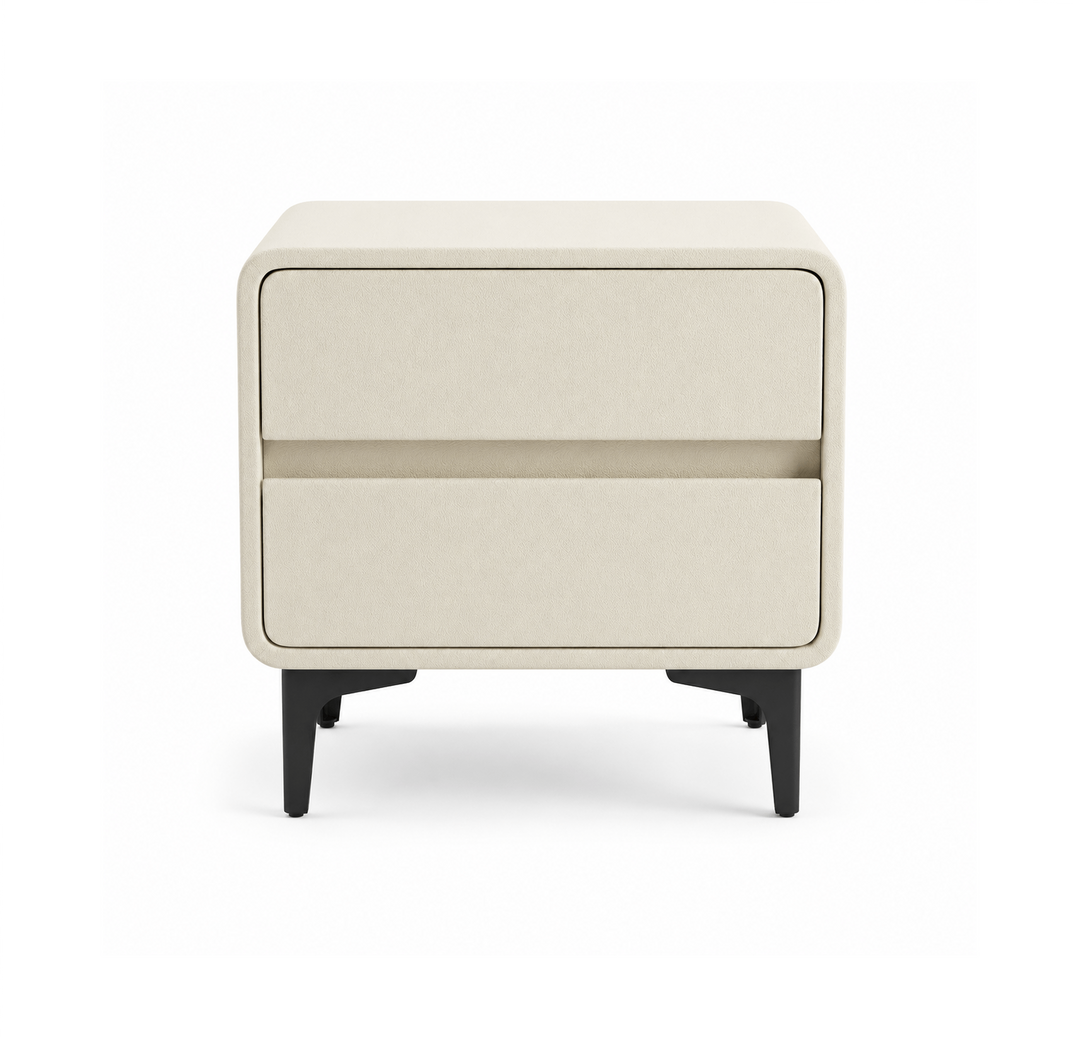 MAEVA Beige Leatherette Nightstand