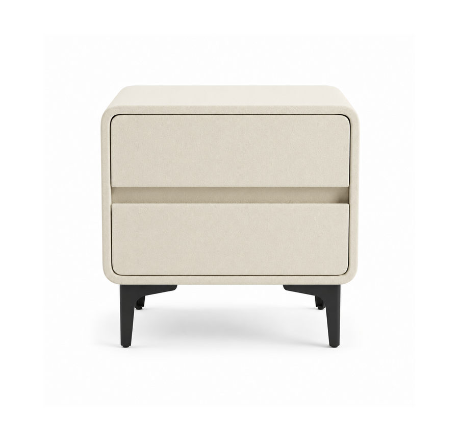 MAEVA Beige Leatherette Nightstand