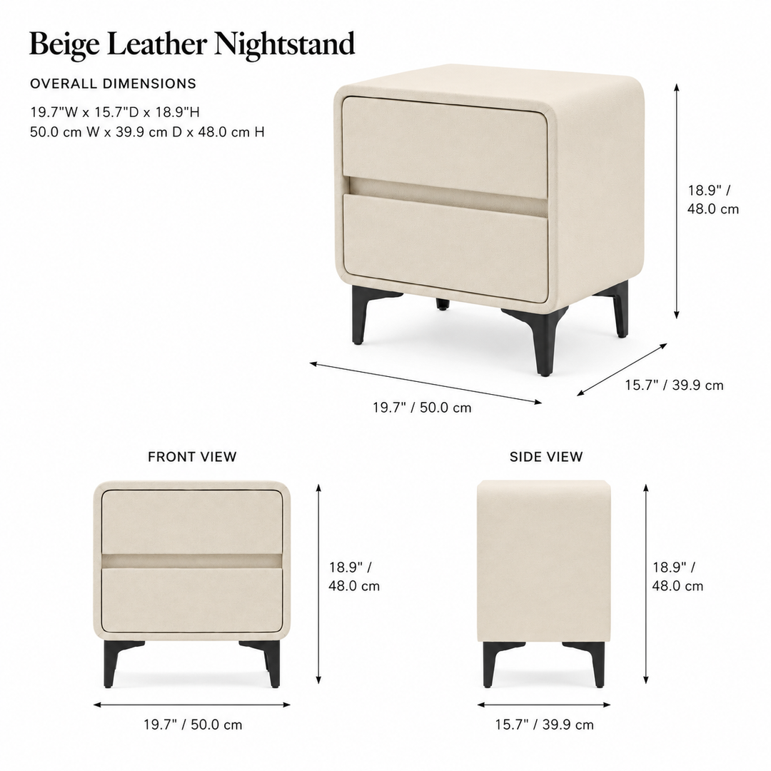 MAEVA Beige Leatherette Nightstand