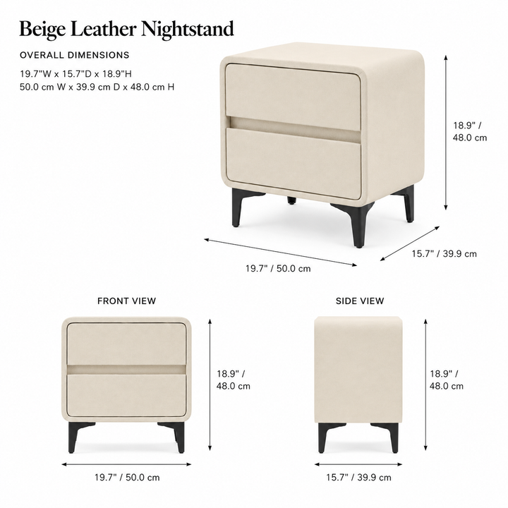 MAEVA Beige Leatherette Nightstand