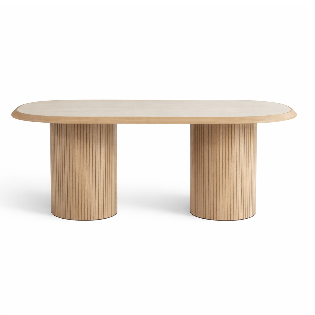 Wooden coffee table with a light finish on a white background