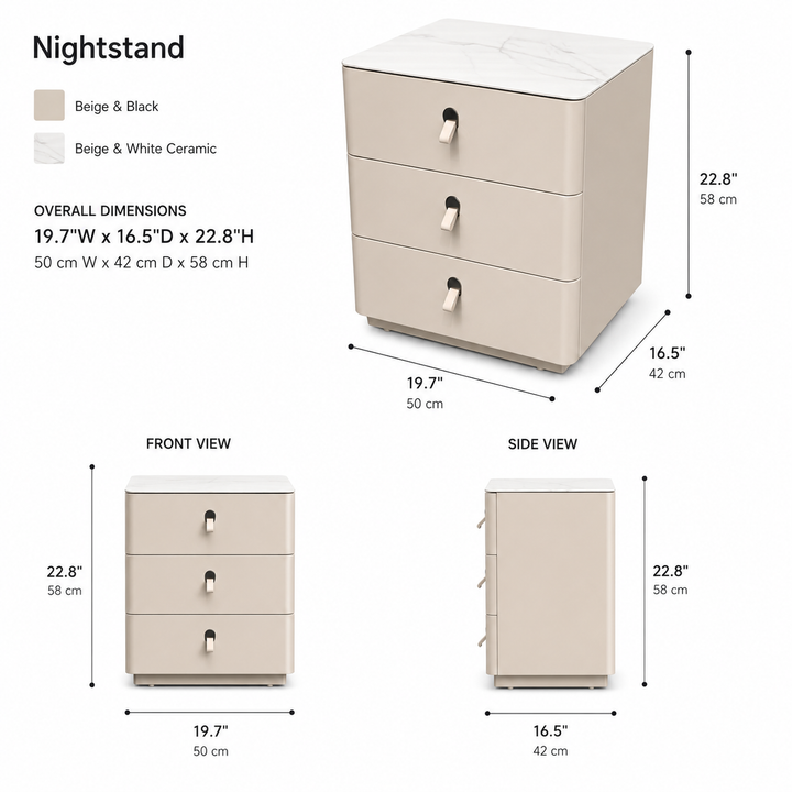 MEGAN Beige Nightstand