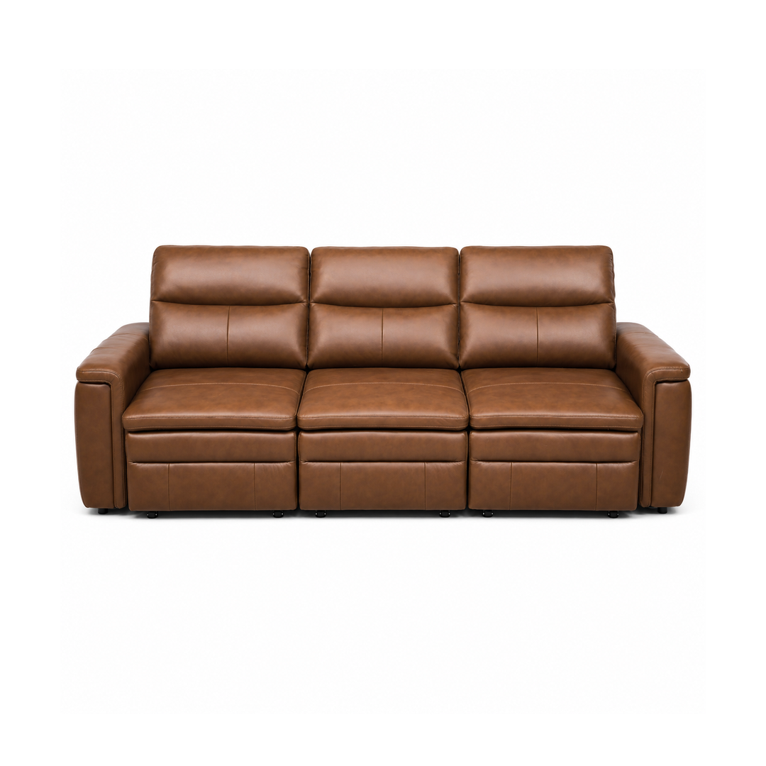 MILANA 3 Seaters Elegant Brown Leather Power Motion Sofa