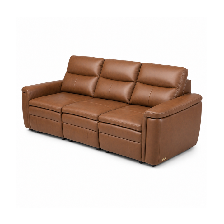 MILANA 3 Seaters Elegant Brown Leather Power Motion Sofa
