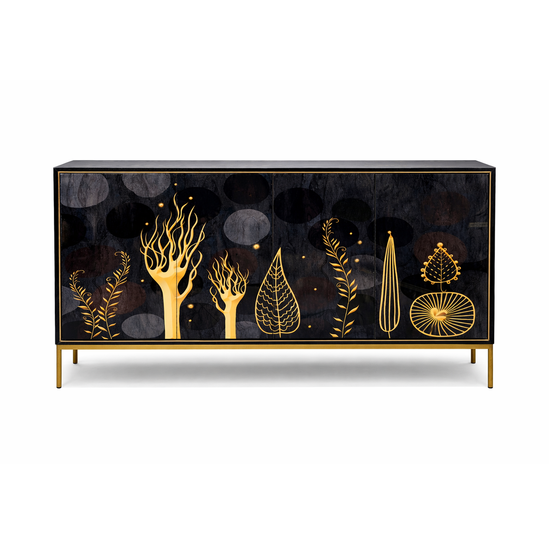 OPULENT Black and Gold Storage Cabinet