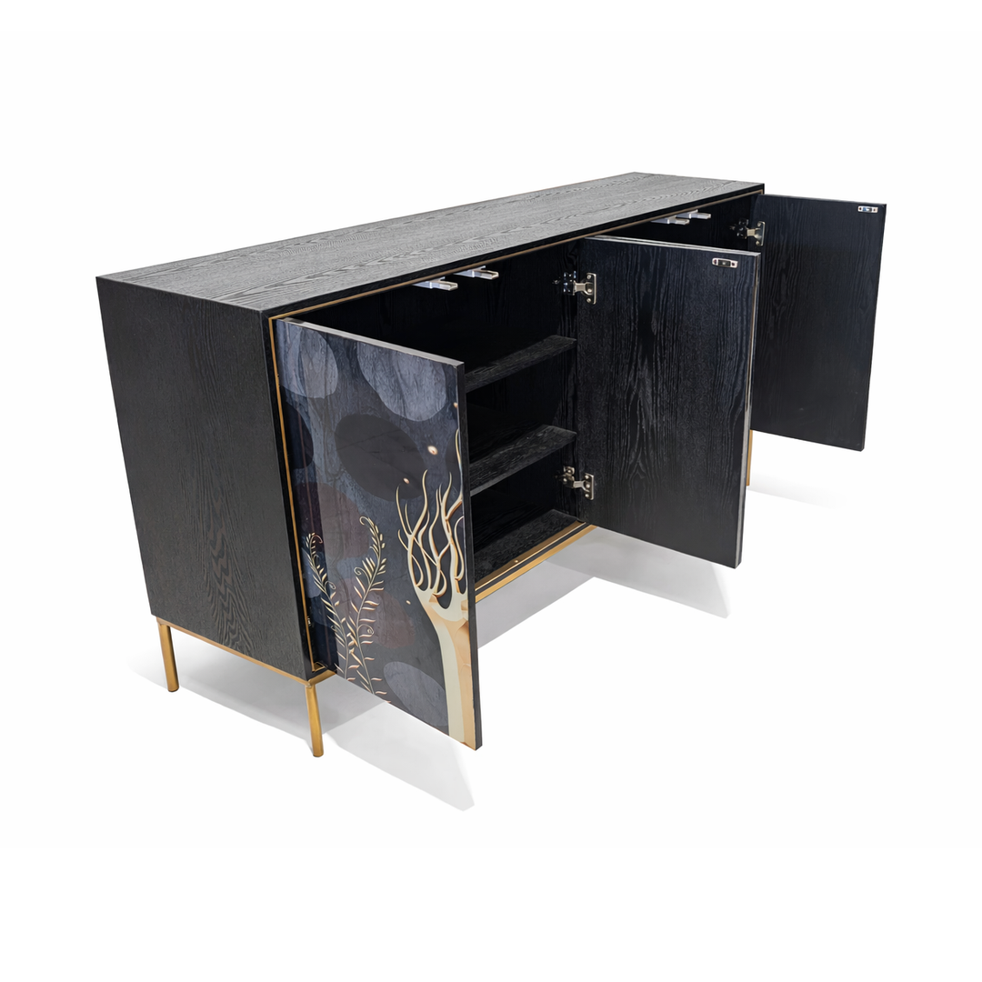 OPULENT Black and Gold Storage Cabinet