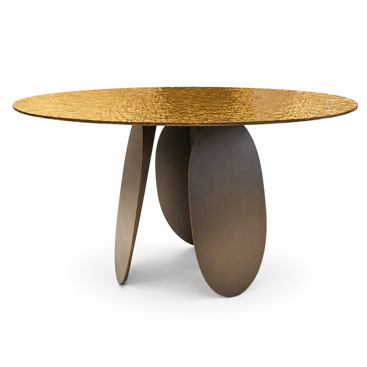 PAULA Gold Hammered Glass Dining Table