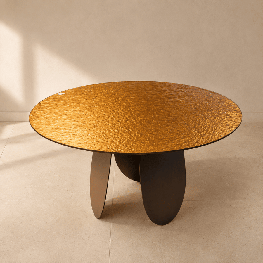 PAULA Gold Hammered Glass Dining Table