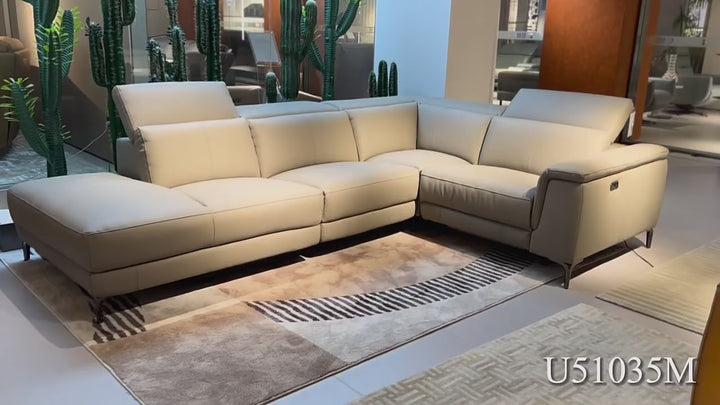 ANDERSON Taupe Leather Sectional Sofa