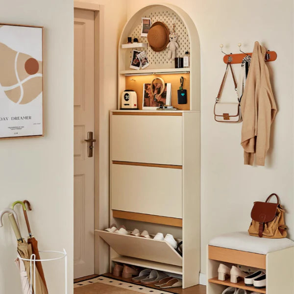 ROCCO 3-Tier Tilt-Out Shoe Cabinet with Hall Tree