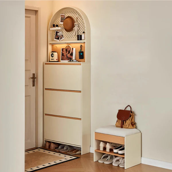 ROCCO 3-Tier Tilt-Out Shoe Cabinet with Hall Tree