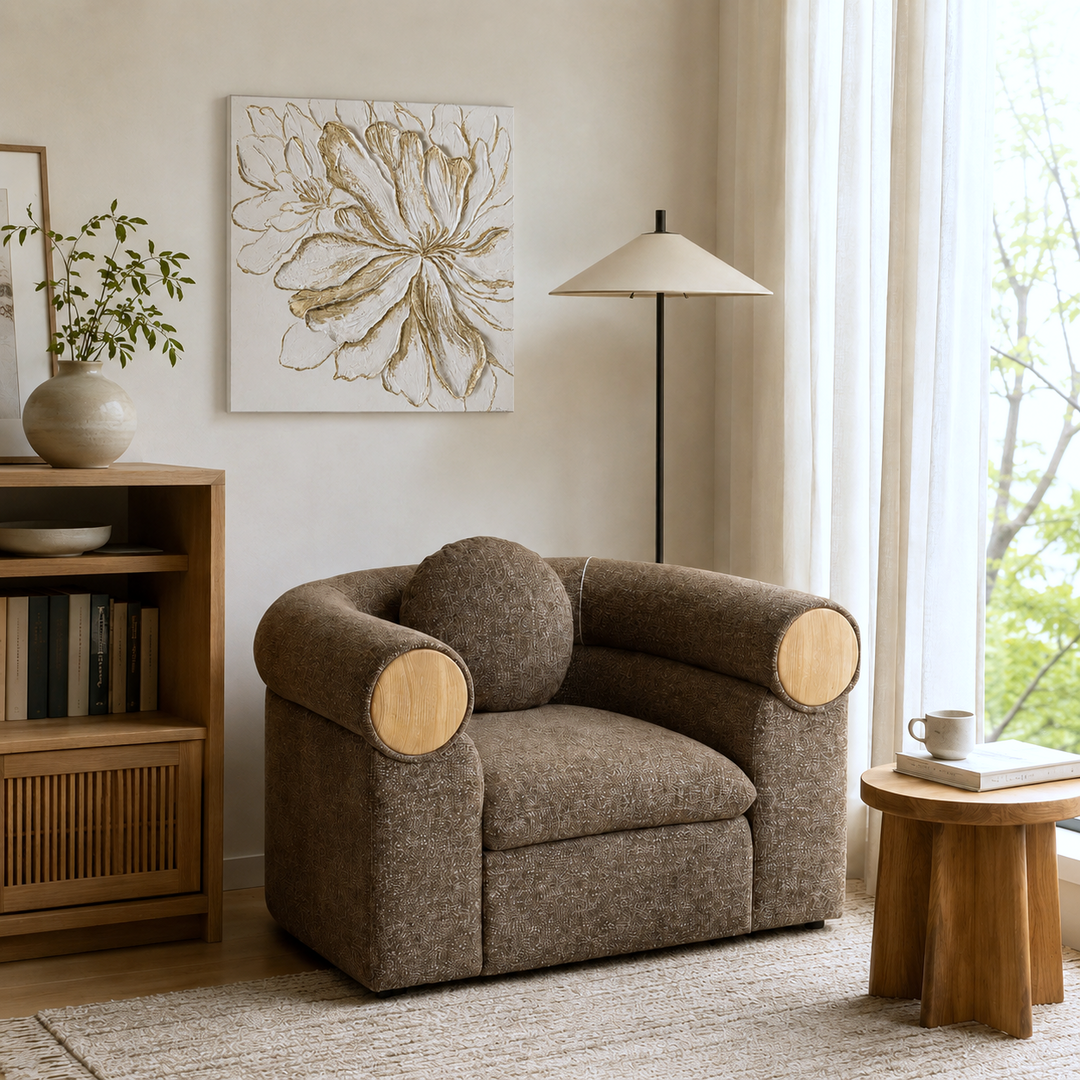 SIGRID 1 Seater Brown Fabric Sofa