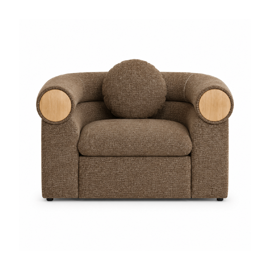 SIGRID 1 Seater Brown Fabric Sofa