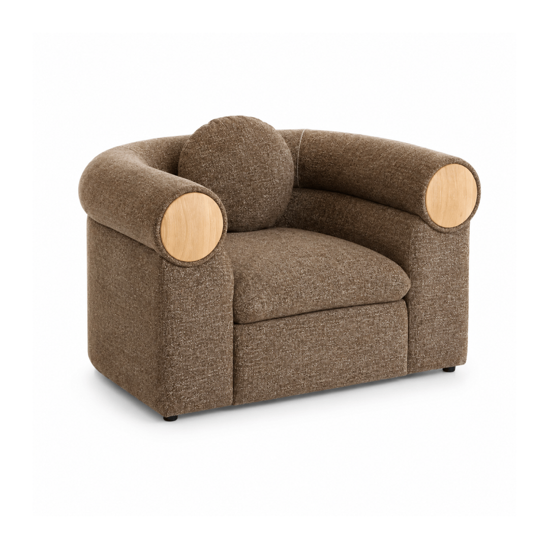 SIGRID 1 Seater Brown Fabric Sofa