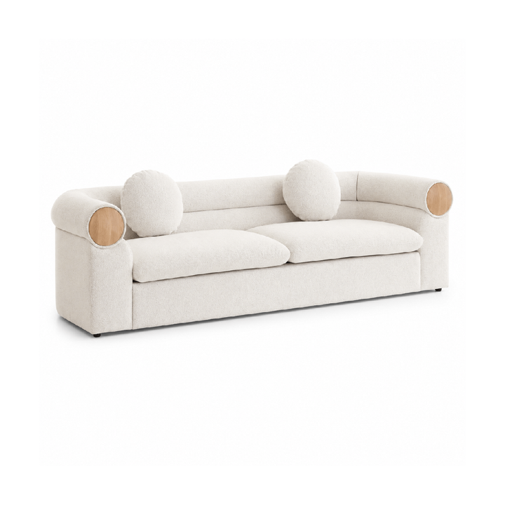 SIGRID 3 Seaters Beige Fabric Sofa