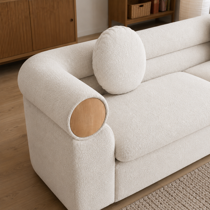 SIGRID 3 Seaters Beige Fabric Sofa