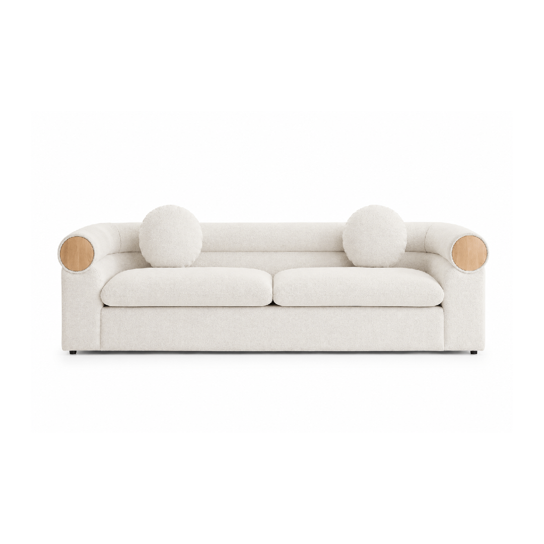 SIGRID 3 Seaters Beige Fabric Sofa