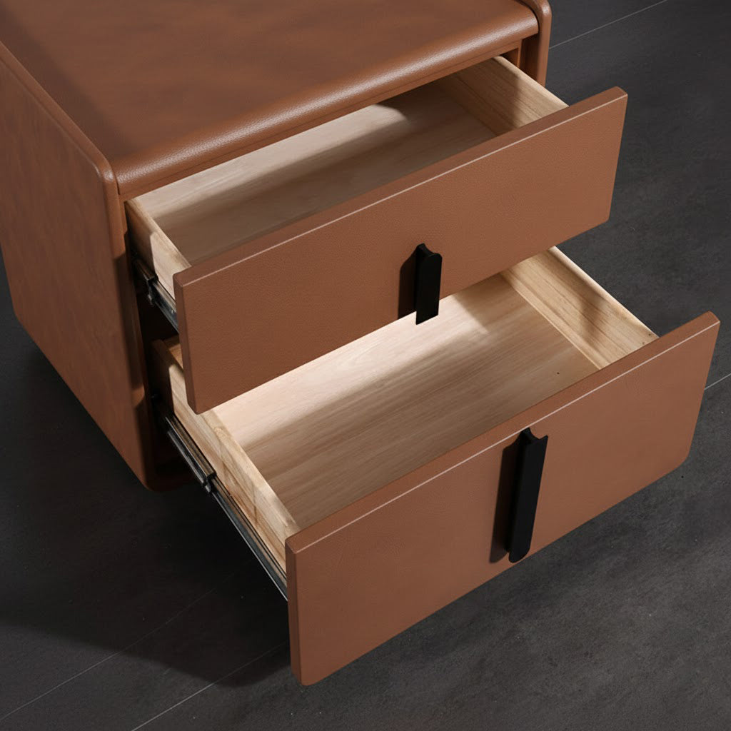 SOLANO Rounded-Edge Leather Nightstand