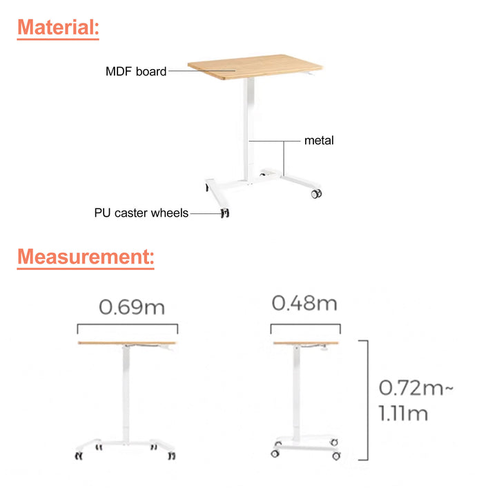 ASHER Height-Adjustable Mobile Study Desk