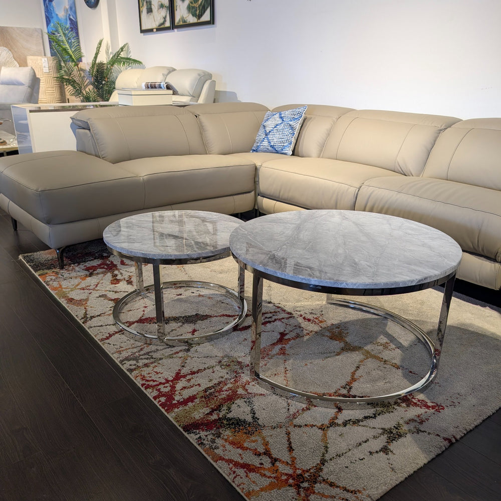 TAVION Modern Grey Circular Nesting Table