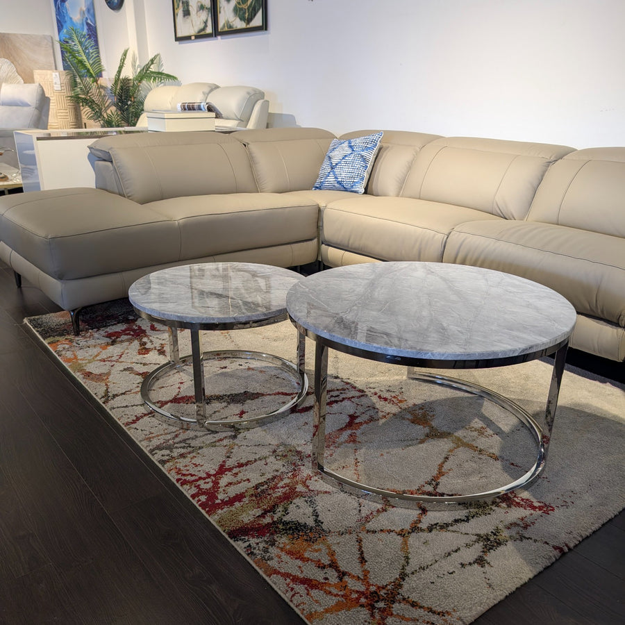 TAVION Modern Grey Circular Nesting Table