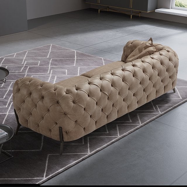 BATAL Tufted Full Leather 3 Seater Sofa - NT Concepts Italia