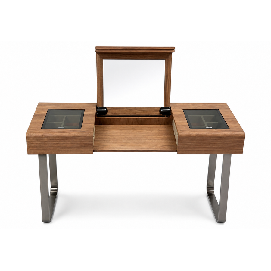 THYRA Walnut Flip-Top Vanity Table
