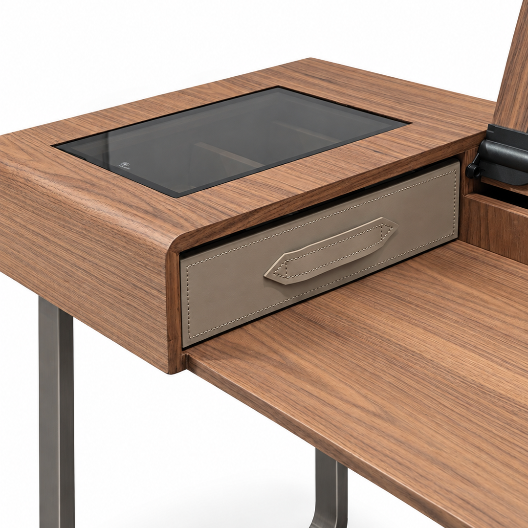THYRA Walnut Flip-Top Vanity Table