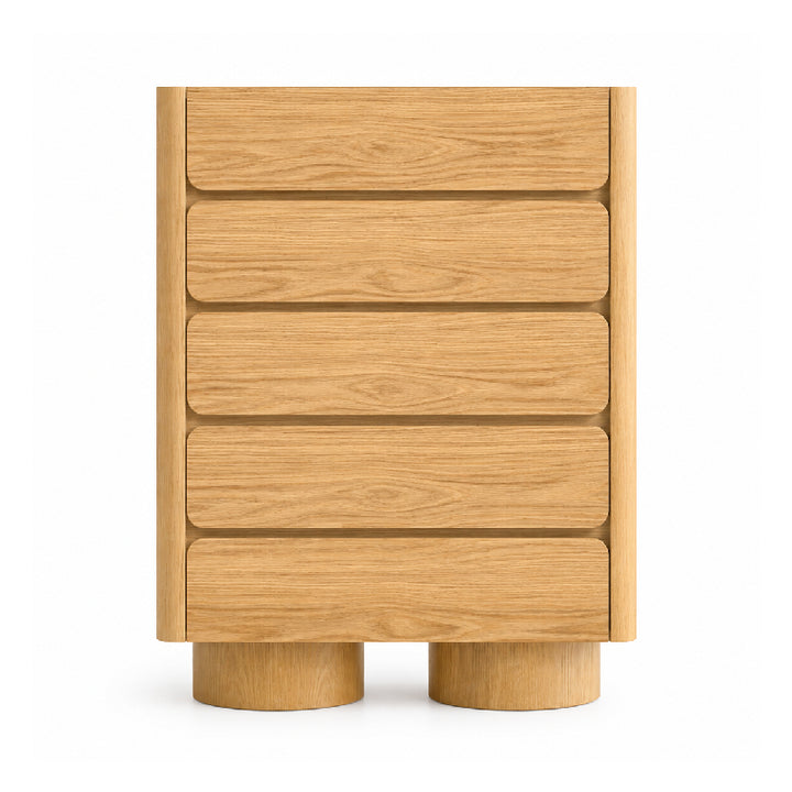 ULRIKA 5 Drawers Beige & Oak Veneer Chest