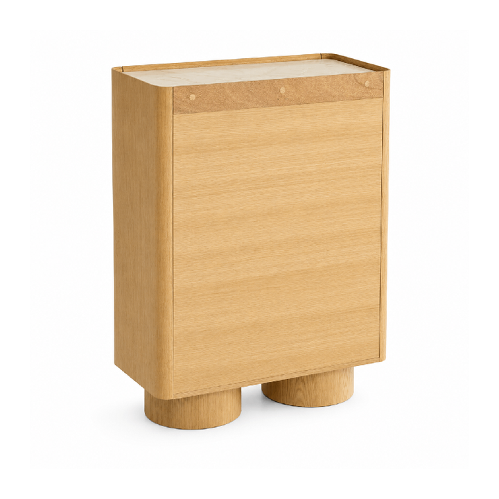 ULRIKA 5 Drawers Beige & Oak Veneer Chest