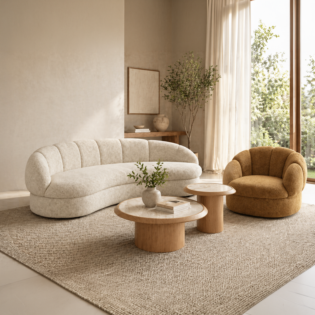 ULRIKA Curved Tweed Sofa