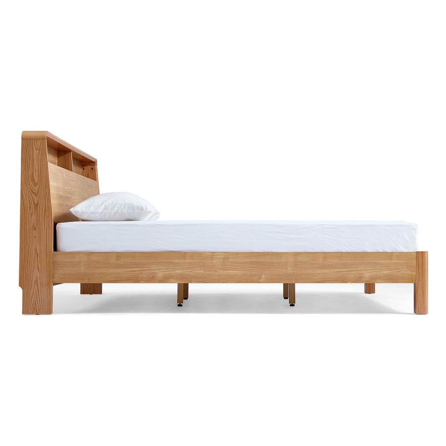 JULIOH Natural Oak Storage Queen Bed
