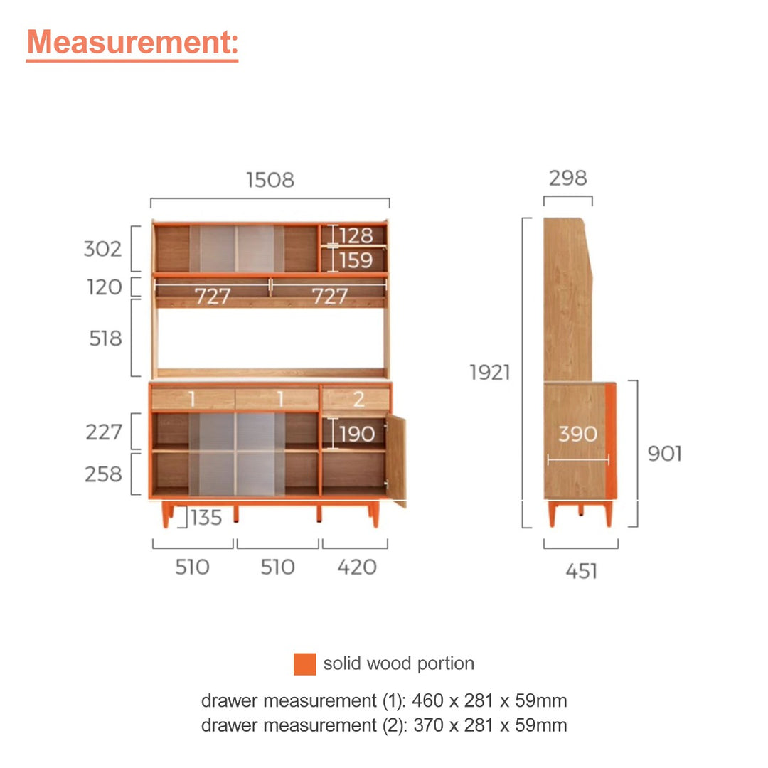 JOSHUA 150cm Wood Color Sideboard Set